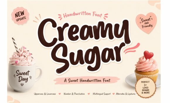 Creamy Sugar: A Soft Script Handwritten Font for Editorial Design
